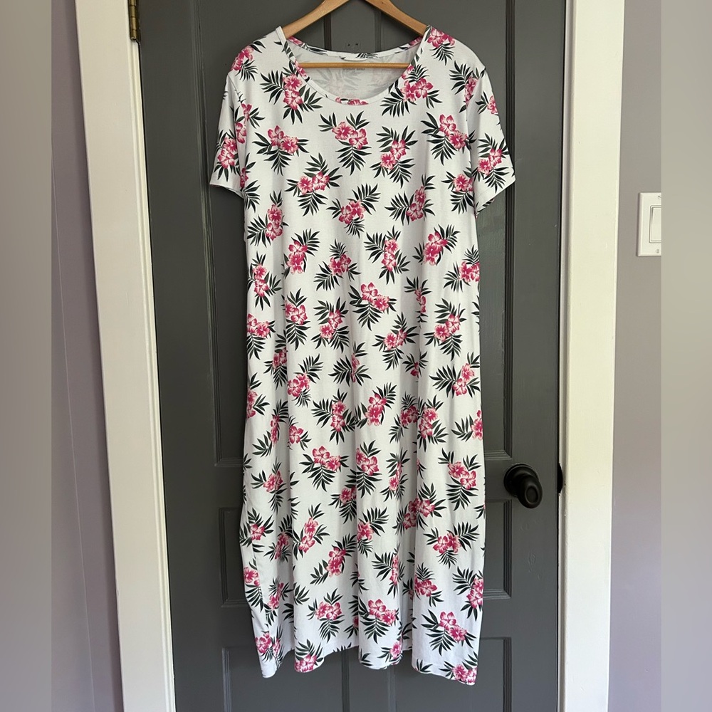 Lands End Plus Size Cotton Short Sleeve Midcalf Nightgown